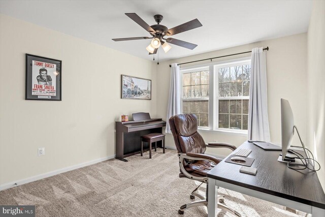 7269 Liberty Ct, Ruther Glen, VA 22546 - carpeted office with baseboards and a ceiling fan