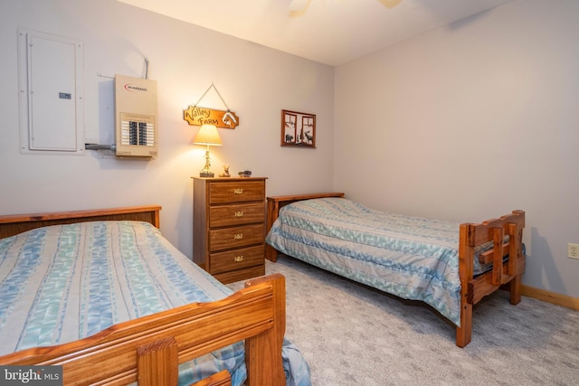134 Highland Ave, Accident, MD 21520 - carpeted bedroom with electric panel, baseboards, and ceiling fan