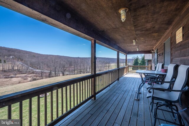 134 Highland Ave, Accident, MD 21520 - wooden terrace featuring a forest view and a yard