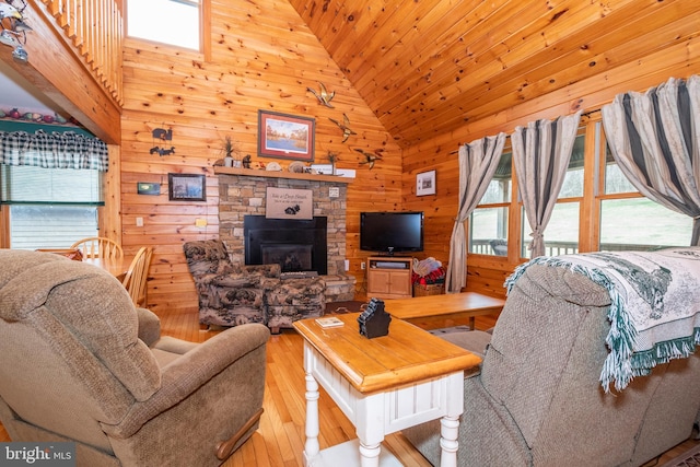 134 Highland Ave, Accident, MD 21520 - living area featuring hardwood / wood-style floors, plenty of natural light, and high vaulted ceiling