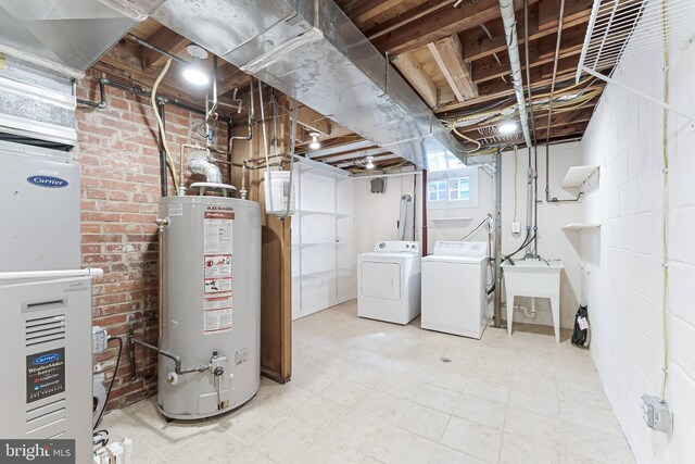 142 N French St, Alexandria, VA 22304 - below grade area with water heater, independent washer and dryer, and a sink