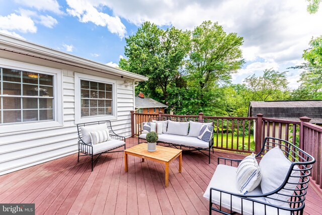 142 N French St, Alexandria, VA 22304 - deck featuring an outdoor living space