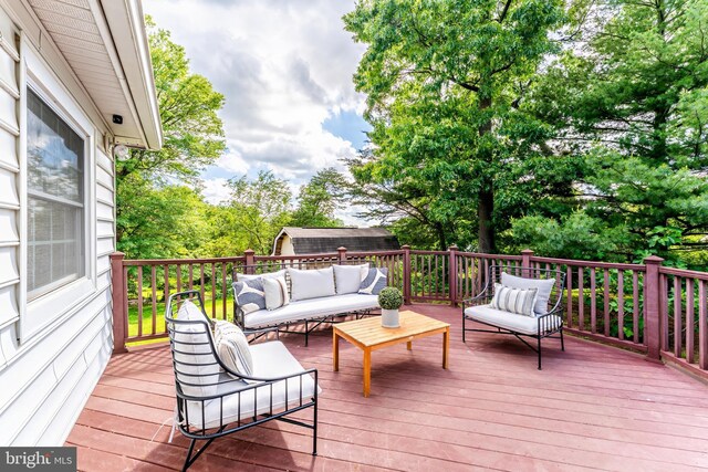 142 N French St, Alexandria, VA 22304 - wooden terrace with outdoor lounge area and view of scattered trees