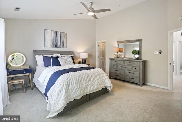 6129 White Marble Ct, Clarksville, MD 21029 - bedroom with light carpet, a ceiling fan, visible vents, and baseboards