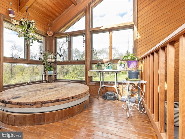 10334 Harp Rd, Walkersville, MD 21793 - sunroom / solarium featuring beam ceiling and a jacuzzi