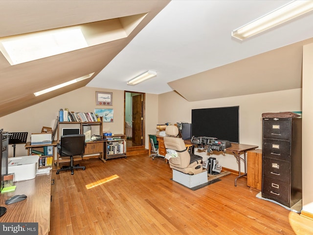 10334 Harp Rd, Walkersville, MD 21793 - office space with wood-type flooring and lofted ceiling with skylight