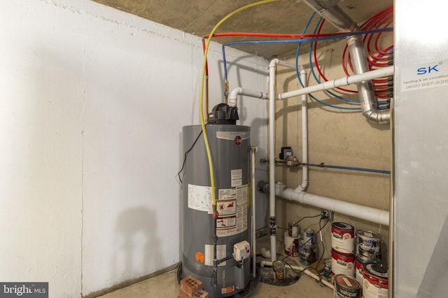 utility room with water heater