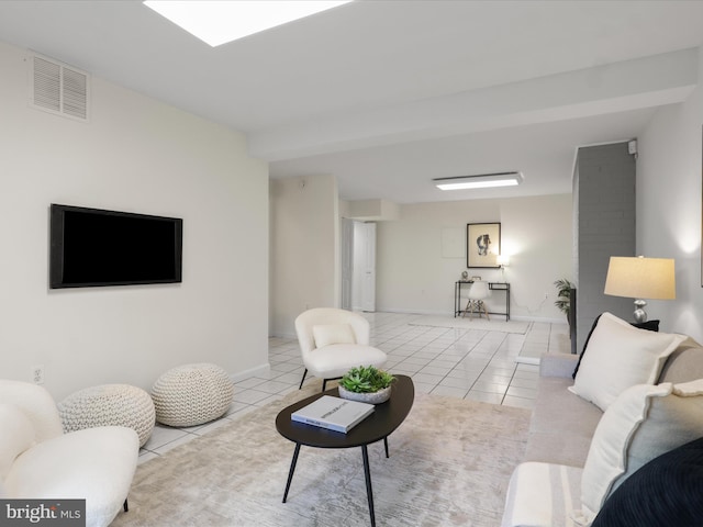 tiled living room with visible vents