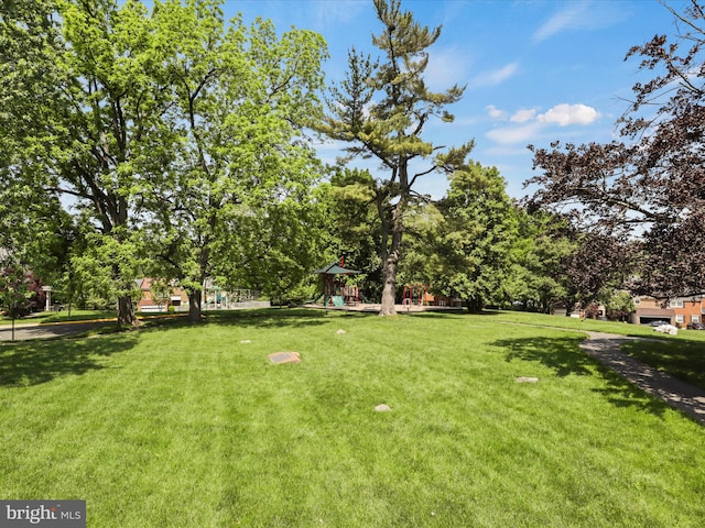 view of yard featuring playground community