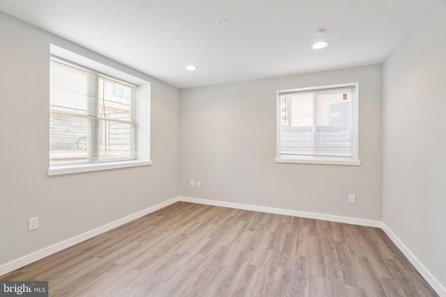 1256 S 27th St, Philadelphia, PA 19146 - empty room featuring baseboards, light wood-type flooring, and recessed lighting