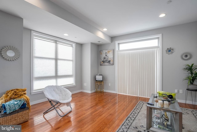 1256 S 27th St, Philadelphia, PA 19146 - sitting room with recessed lighting, light wood-style flooring, baseboards, and a healthy amount of sunlight