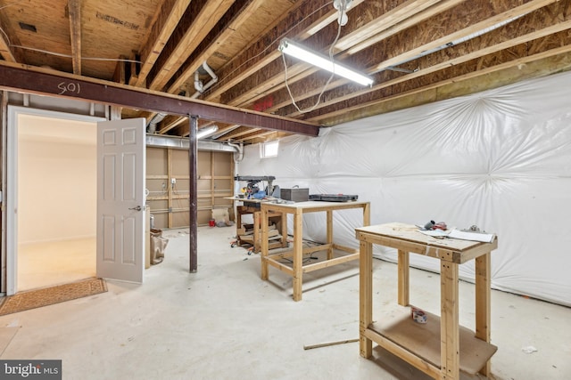view of unfinished basement