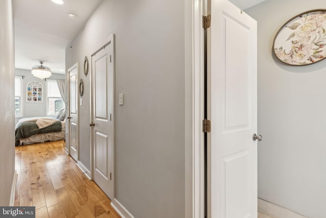 2512 Collins St, Philadelphia, PA 19125 - hallway with baseboards, light wood-style floors, and recessed lighting