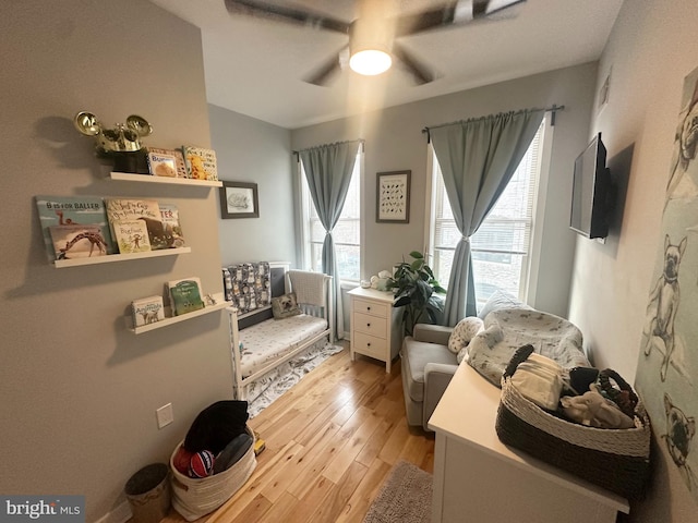 2512 Collins St, Philadelphia, PA 19125 - sitting room featuring ceiling fan, a healthy amount of sunlight, and light wood-style floors
