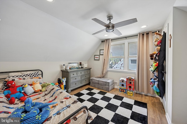 6 Birkshire Rd, Hamilton, NJ 08619 - bedroom with lofted ceiling, a ceiling fan, wood finished floors, and recessed lighting
