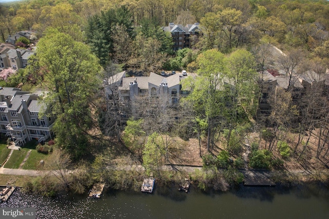 11116 Boathouse Ct Unit 93, Reston, VA 20191 - aerial overview of property's location with a nearby body of water, a heavily wooded area, and nearby suburban area