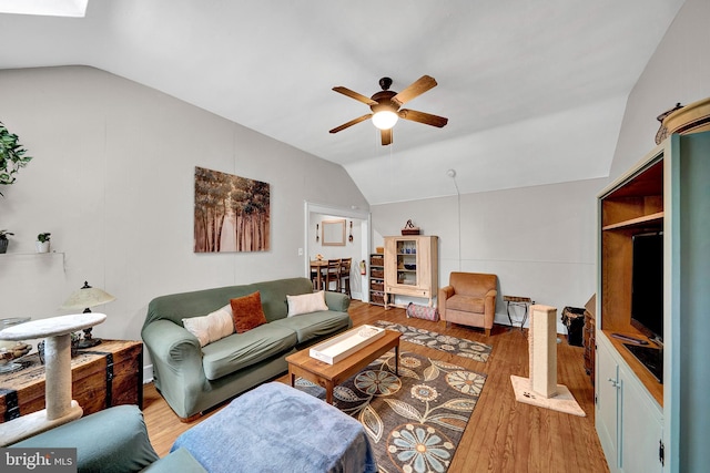 24 Montague Ave, Ewing, NJ 08628 - living area with a ceiling fan, light wood-style flooring, and vaulted ceiling