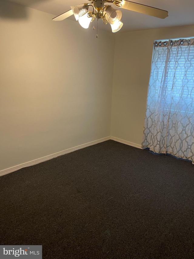 17 Haley Rd, Baltimore, MD 21221 - unfurnished room with dark colored carpet, baseboards, and ceiling fan