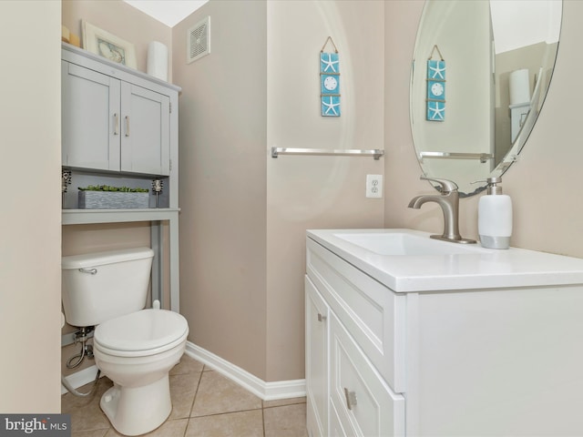 353 Fallsgrove Dr Unit 51, Rockville, MD 20850 - half bathroom featuring vanity, toilet, baseboards, tile patterned floors, and visible vents
