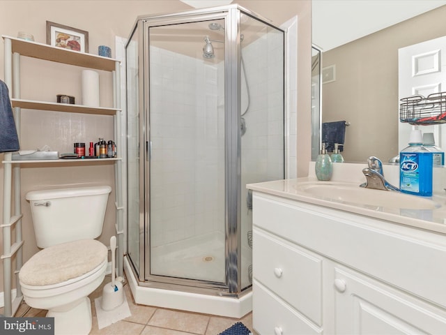 353 Fallsgrove Dr Unit 51, Rockville, MD 20850 - bathroom with vanity, toilet, tile patterned flooring, and a shower stall