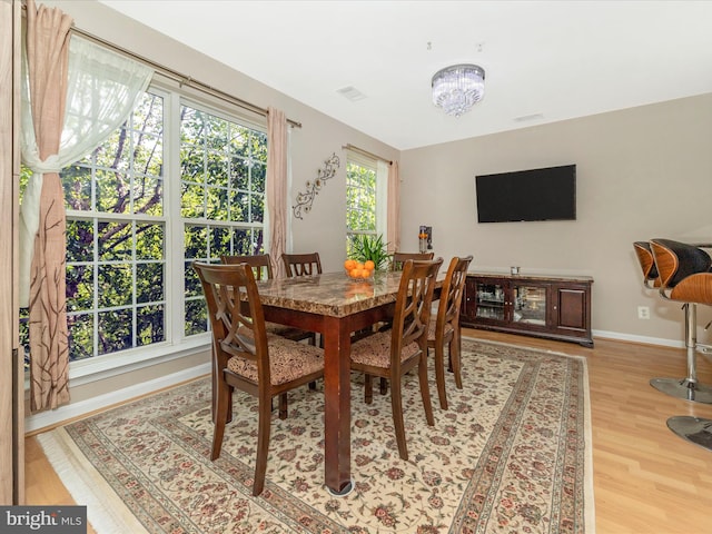 353 Fallsgrove Dr Unit 51, Rockville, MD 20850 - dining area featuring baseboards, visible vents, and wood finished floors