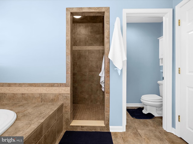 1121 Old Love Point Rd, Stevensville, MD 21666 - bathroom with toilet, tile patterned floors, a walk in shower, and baseboards