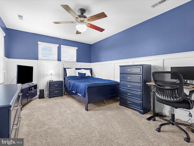 1121 Old Love Point Rd, Stevensville, MD 21666 - bedroom with light colored carpet, wainscoting, and visible vents