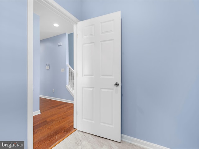 1121 Old Love Point Rd, Stevensville, MD 21666 - interior space with baseboards, an upstairs landing, and recessed lighting