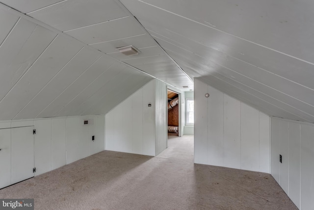 bonus room with carpet floors and lofted ceiling