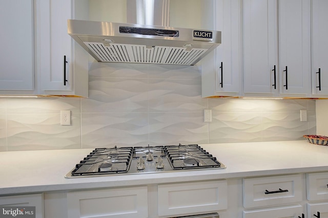 8177 Bodkin Ave, Pasadena, MD 21122 - interior details featuring ventilation hood, stainless steel gas cooktop, and white cabinets