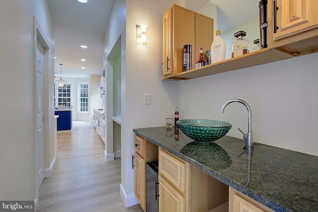 8177 Bodkin Ave, Pasadena, MD 21122 - bar featuring recessed lighting, baseboards, and light wood-style floors