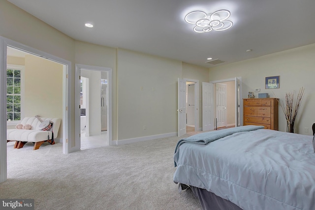 8177 Bodkin Ave, Pasadena, MD 21122 - carpeted bedroom featuring recessed lighting, baseboards, ensuite bath, and visible vents