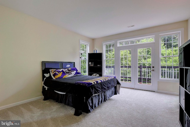8177 Bodkin Ave, Pasadena, MD 21122 - carpeted bedroom with access to outside, baseboards, and visible vents