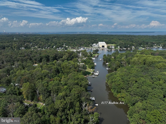 8177 Bodkin Ave, Pasadena, MD 21122 - aerial view with a water view and a wooded view