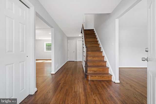 3 Amherst Dr, Newark, DE 19711 - staircase featuring wood finished floors, baseboards, and recessed lighting