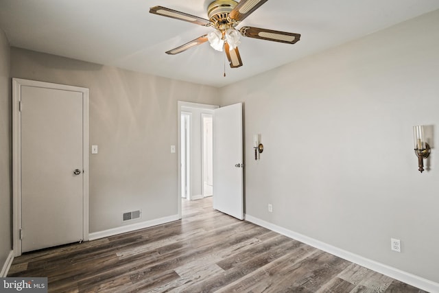 103 Cromwell Ave, Glen Burnie, MD 21061 - spare room featuring baseboards, visible vents, wood finished floors, and a ceiling fan