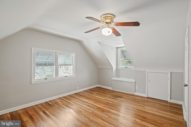 103 Cromwell Ave, Glen Burnie, MD 21061 - additional living space featuring baseboards, ceiling fan, vaulted ceiling, and light wood finished floors