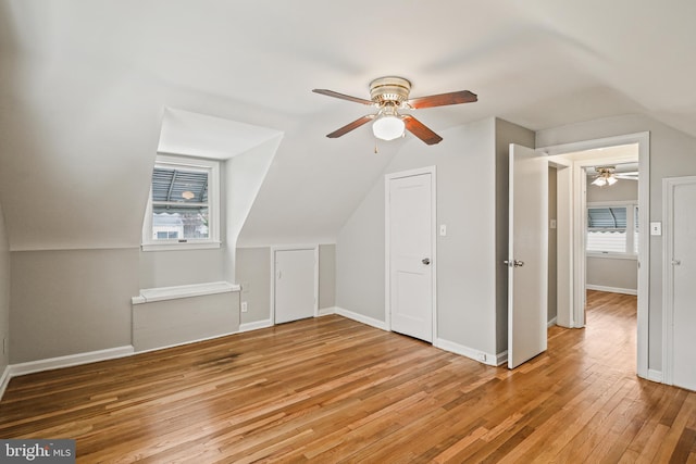 103 Cromwell Ave, Glen Burnie, MD 21061 - bonus room featuring baseboards, lofted ceiling, light wood-style flooring, and ceiling fan