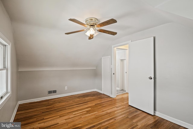 103 Cromwell Ave, Glen Burnie, MD 21061 - additional living space featuring a ceiling fan, hardwood / wood-style flooring, baseboards, and lofted ceiling