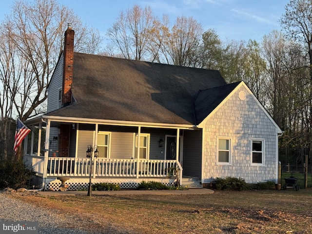 19316 Landora Bridge Rd, Ruther Glen, VA 22546 - view of front facade featuring covered porch and a chimney