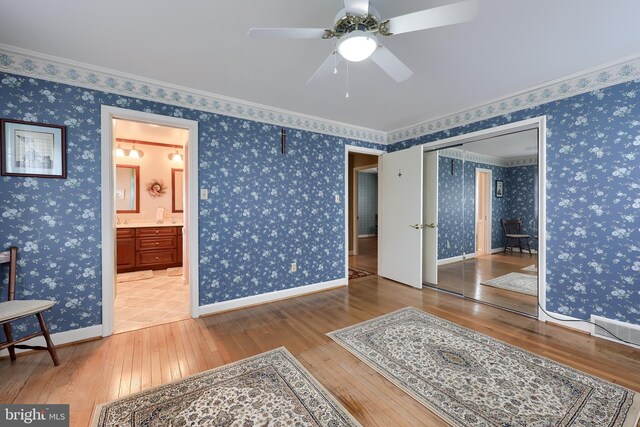 3902 Reiff Pl, Reading, PA 19606 - interior space with baseboards, wallpapered walls, and hardwood / wood-style floors