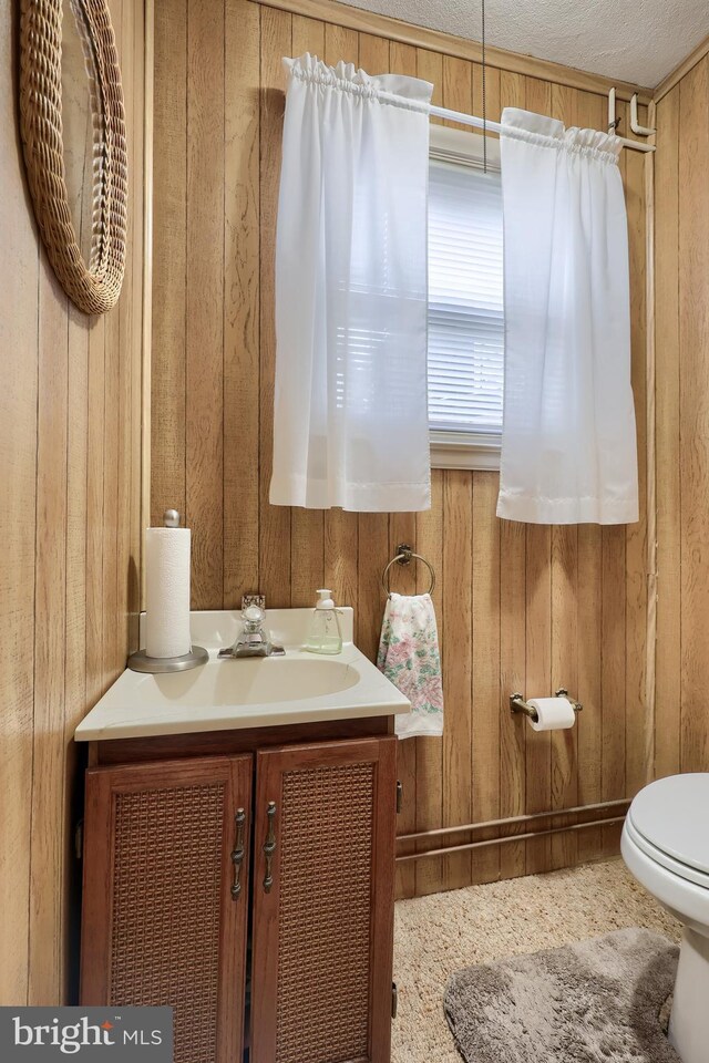 3902 Reiff Pl, Reading, PA 19606 - bathroom with wooden walls, toilet, and vanity