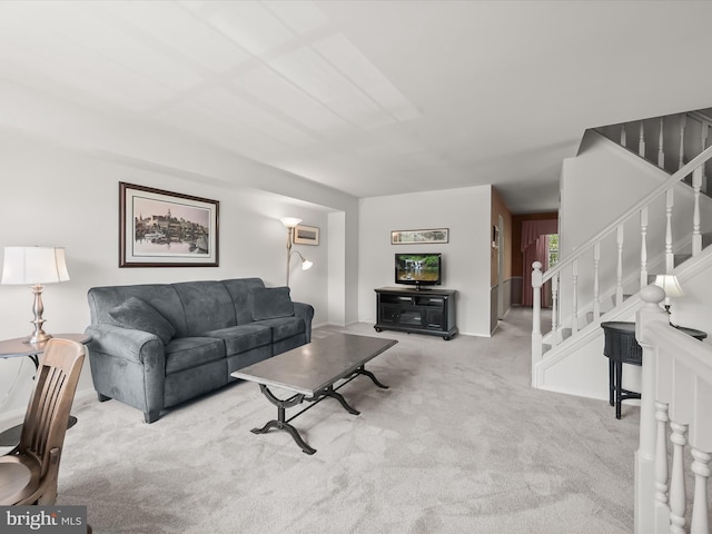 30 Drawbridge Ct, Baltimore, MD 21228 - living room featuring carpet floors and stairs