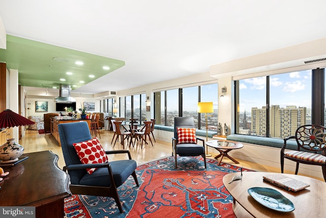 2001 Hamilton St Unit 1914, Philadelphia, PA 19130 - living room with light wood-style floors and a city view