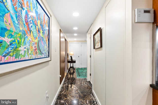 2001 Hamilton St Unit 1914, Philadelphia, PA 19130 - corridor featuring dark marble finish flooring and recessed lighting
