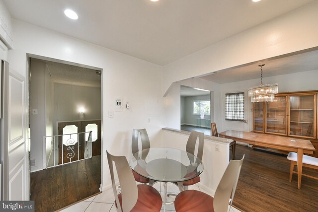 1556 Coolidge Ave, Abington, PA 19001 - dining area with wood finished floors, a chandelier, and recessed lighting