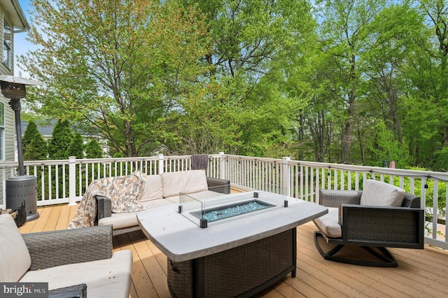 100 Fernwood Dr, Avondale, PA 19311 - deck featuring an outdoor living space with a fire pit