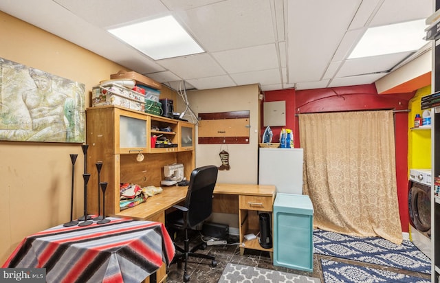 225 Buckingham Pl, Philadelphia, PA 19104 - office area with a drop ceiling and washer / clothes dryer