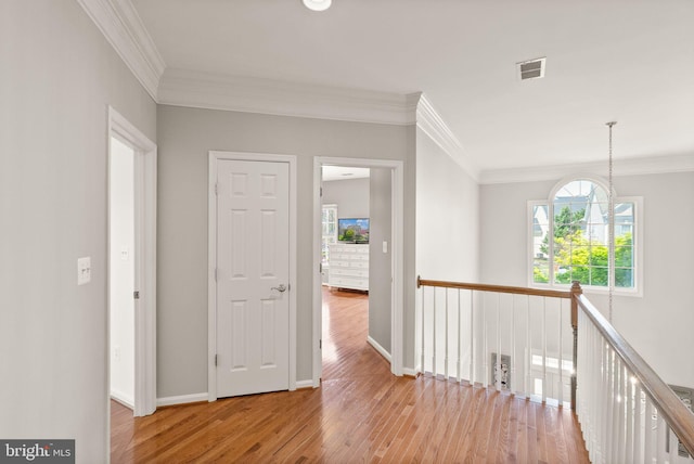 43005 Running Ridge Way, Leesburg, VA 20176 - hall with wood finished floors, ornamental molding, and baseboards