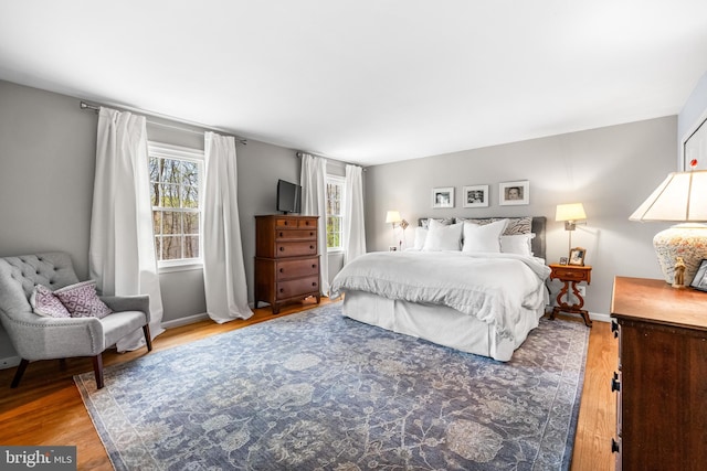 bedroom featuring baseboards and wood finished floors